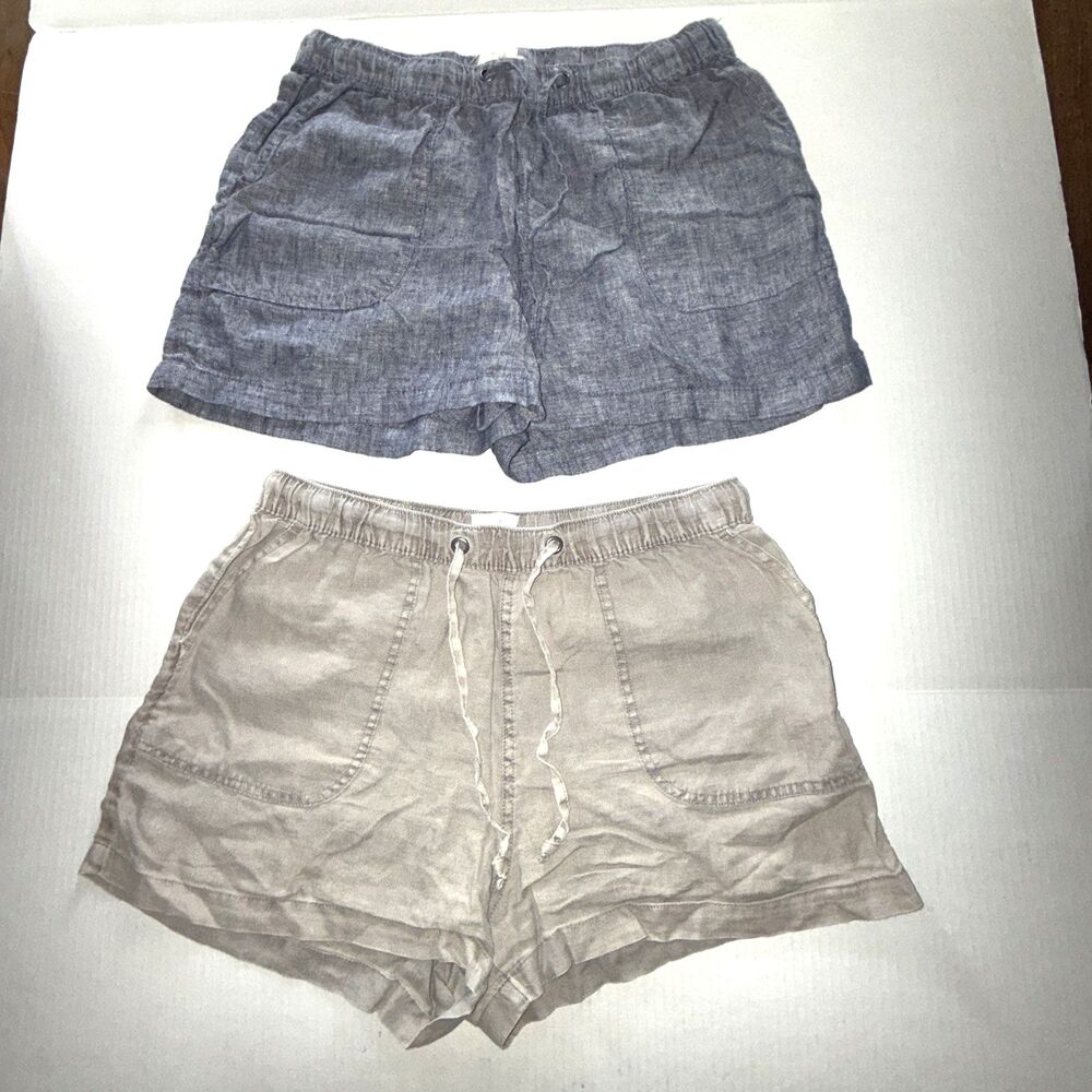 C&C California 100% Linen Drawstring Shorts Lot Women’s Large Neutral Coastal